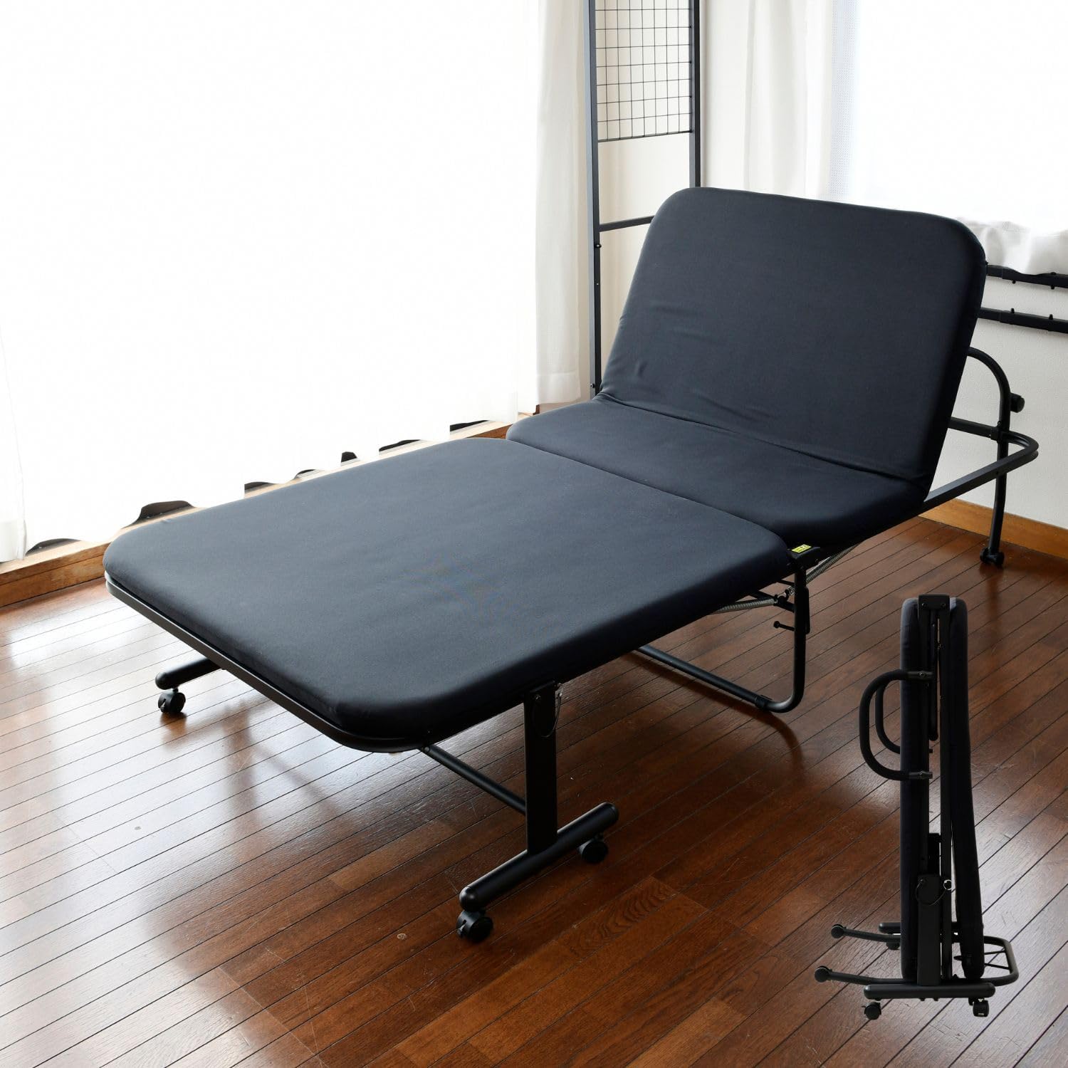 山善｜折りたたみベッド ハイタイプ リクライニング（グレージュ） 画像12