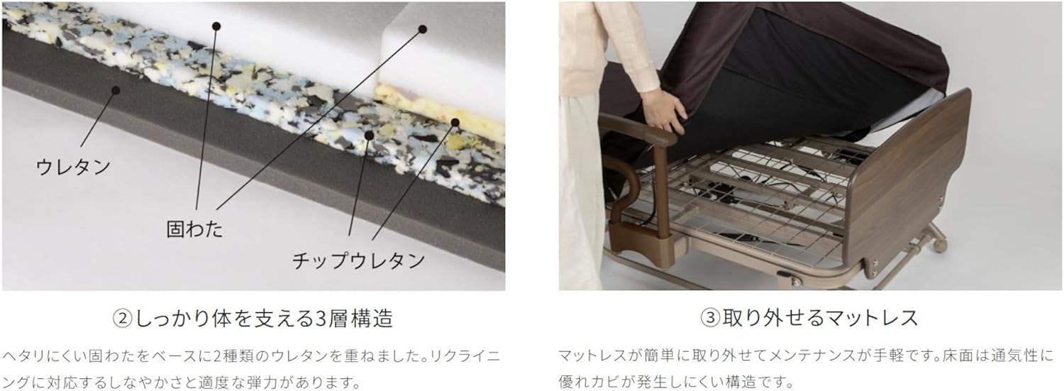 アテックス｜電動ベッド 背脚連動 ブラウン AX-BE721 画像6