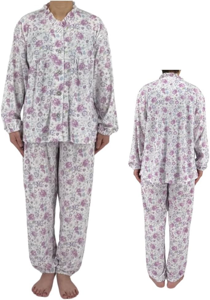 介護パジャマ レディース 前開き 大きめボタン M〜LL 画像10