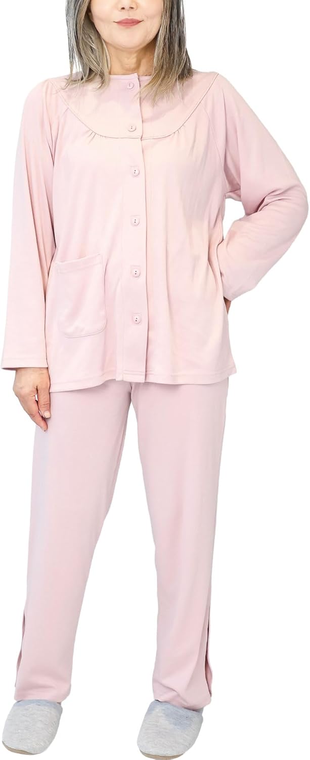 ON NISHIKI｜介護パジャマ レディース 前開き 綿混 画像8