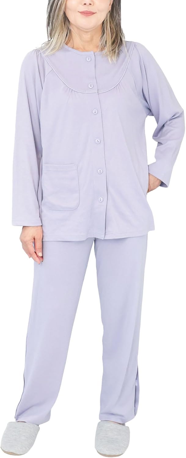 ON NISHIKI｜介護パジャマ レディース 前開き 綿混 画像10