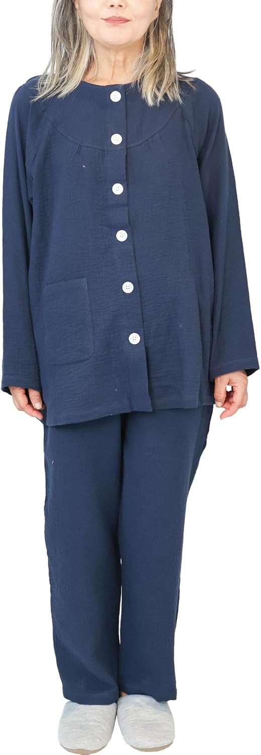 ON NISHIKI｜介護パジャマ レディース 綿100% ダブルガーゼ 画像9