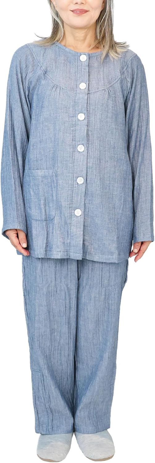 ON NISHIKI｜介護パジャマ レディース 綿100% ダブルガーゼ 画像10