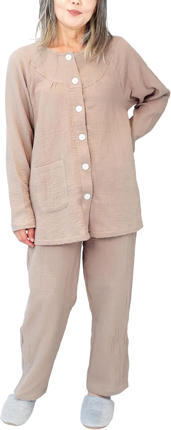 ON NISHIKI｜介護パジャマ レディース 綿100% ダブルガーゼ 画像8