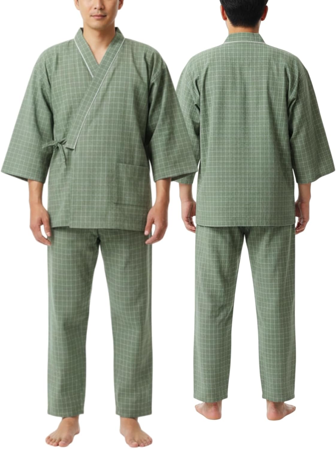 JINGAIWANG｜介護パジャマ 作務衣タイプ 綿100% 男女兼用 画像7