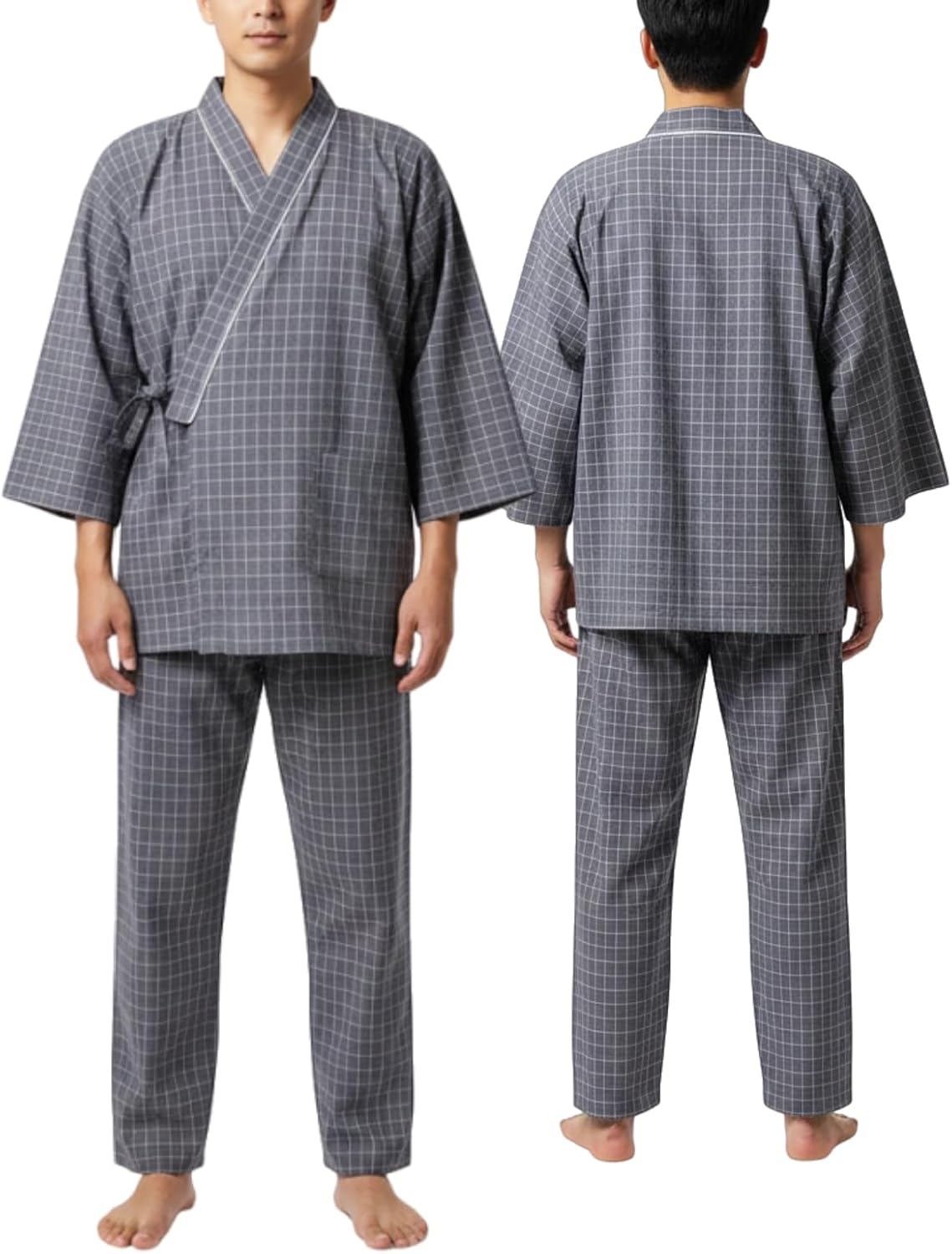 JINGAIWANG｜介護パジャマ 作務衣タイプ 綿100% 男女兼用 画像8