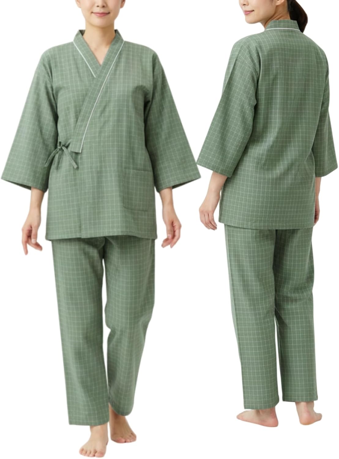 JINGAIWANG｜介護パジャマ 作務衣タイプ 綿100% 男女兼用 画像12