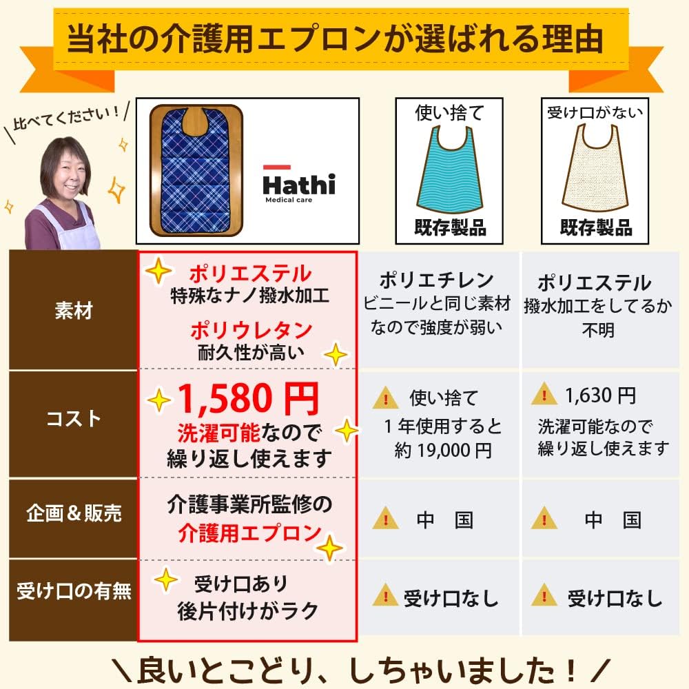 Hathi｜こぼれない介護エプロン 食事用 洗濯可 画像4
