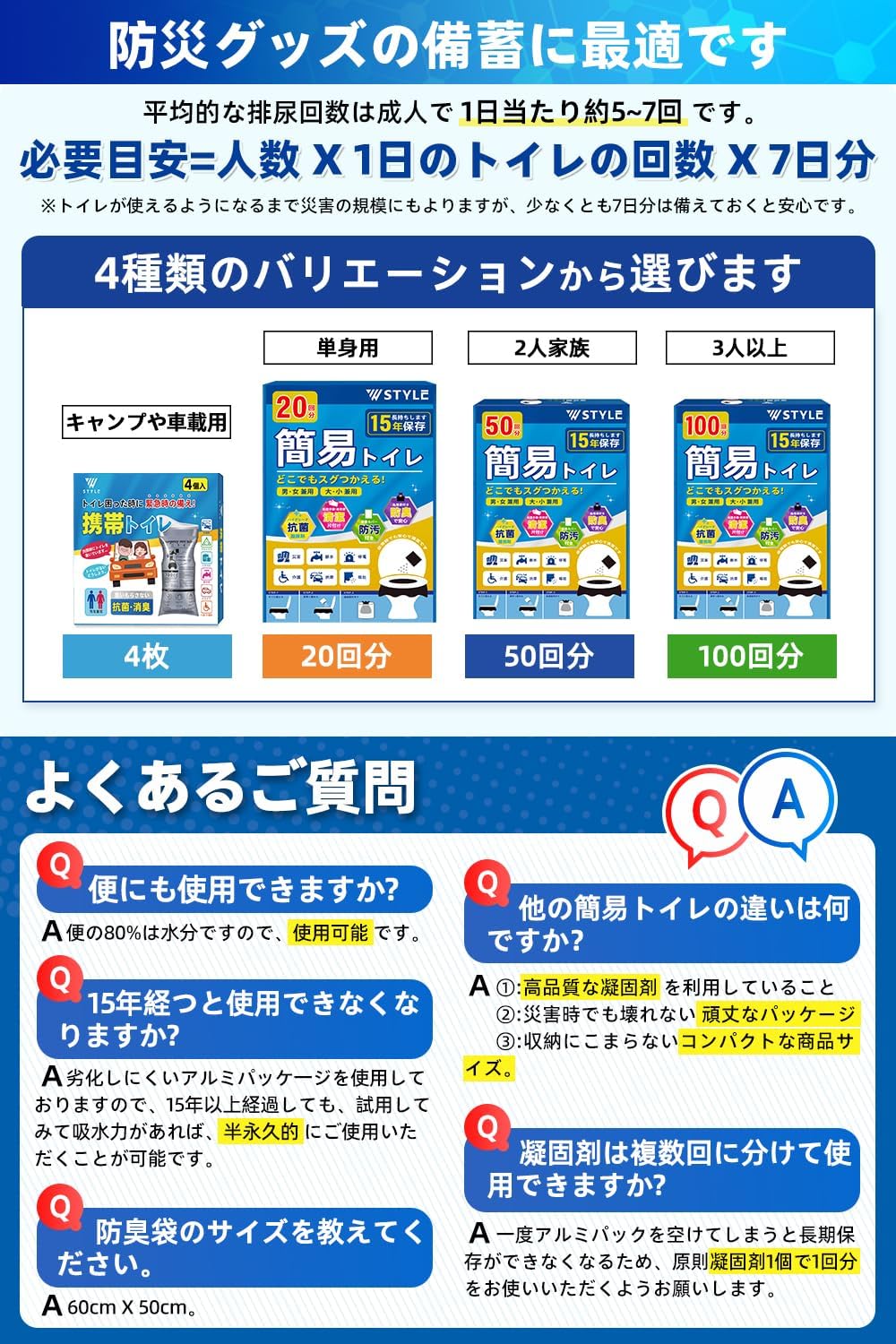 W STYLE｜簡易トイレ 防災士監修 20回分 画像4