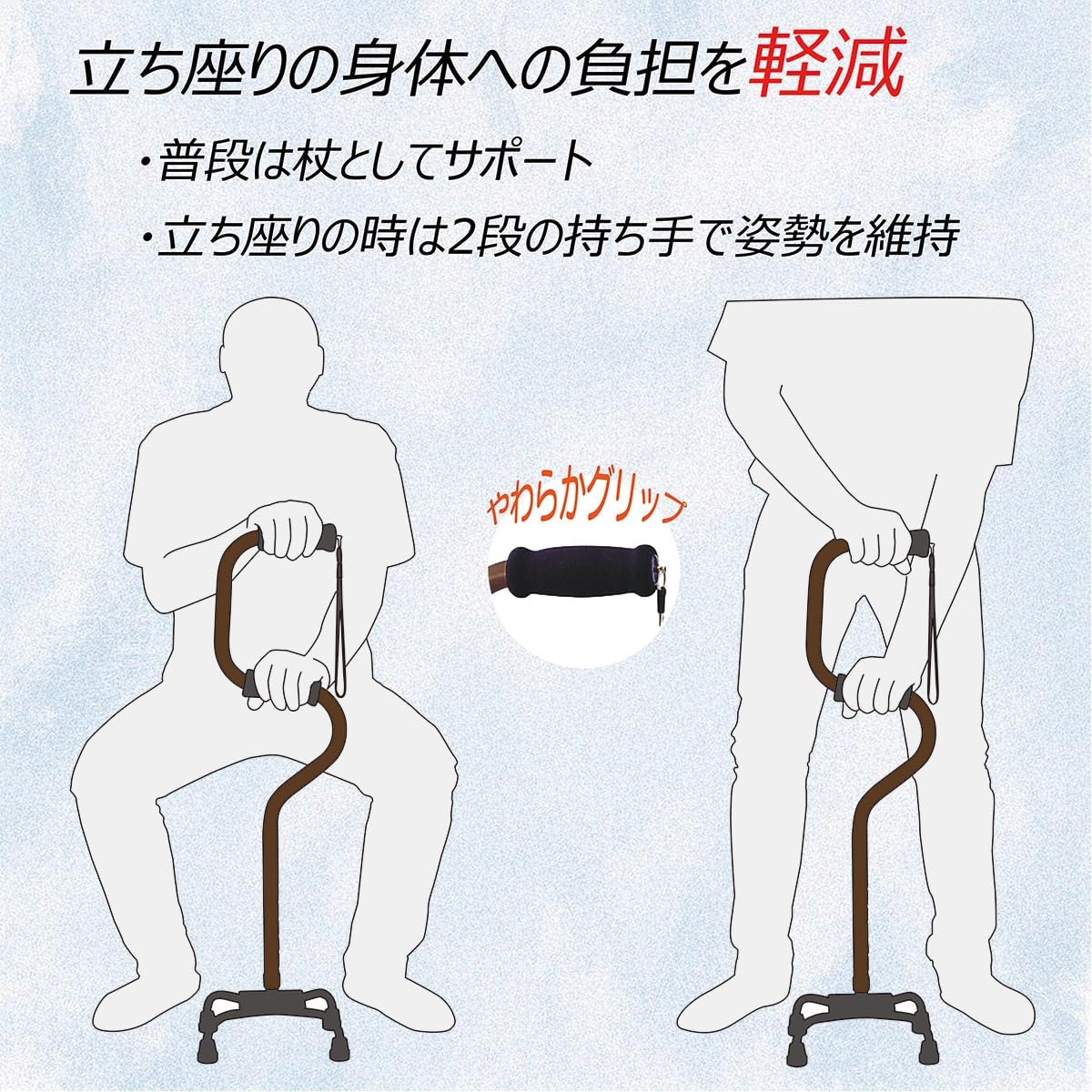 幸和製作所｜らくらく4点杖 ブラウン EA4-101 画像3