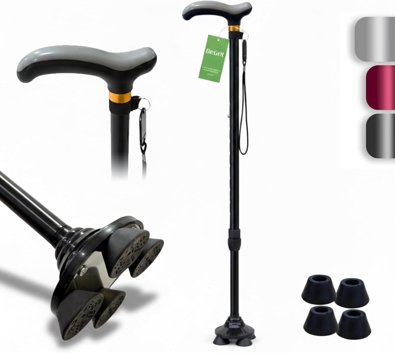 BeGrit｜4点杖 自立式 10段階調節 140〜185cm 画像10