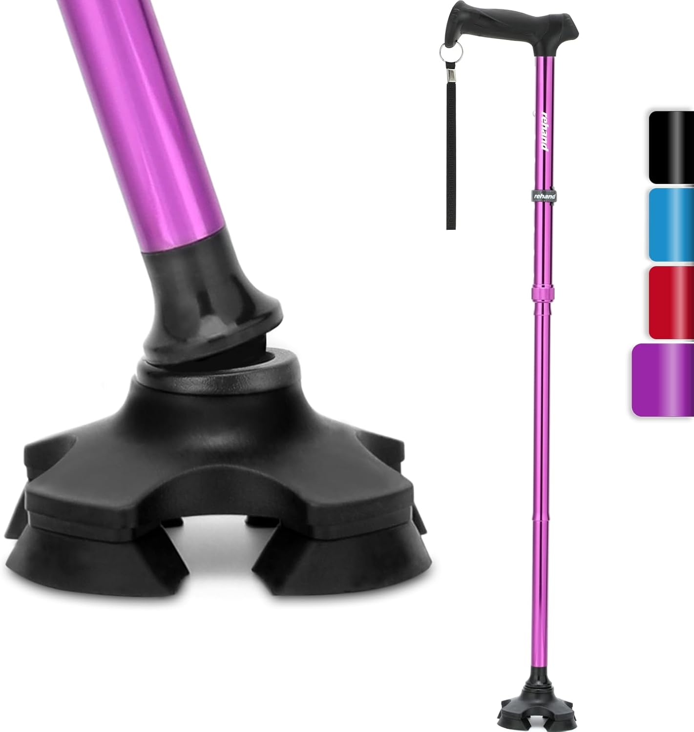 Rehand｜折りたたみ4点杖 自立式 8段階調節 画像7