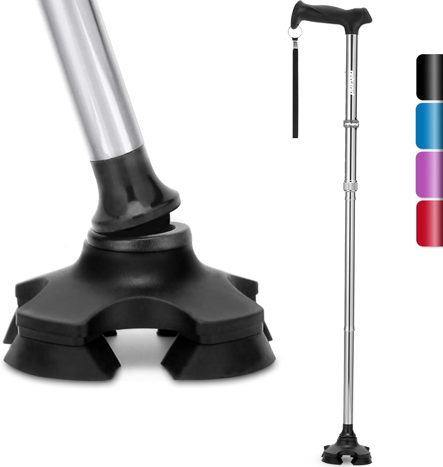 Rehand｜折りたたみ4点杖 自立式 8段階調節 画像8