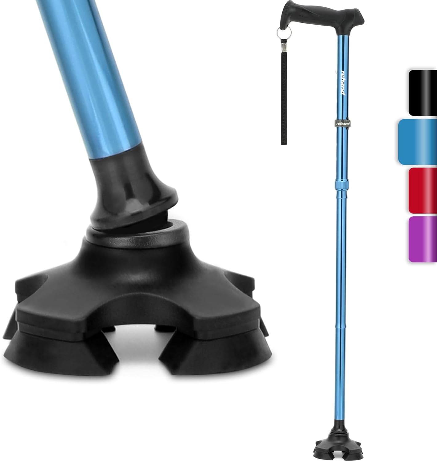 Rehand｜折りたたみ4点杖 自立式 8段階調節 画像9