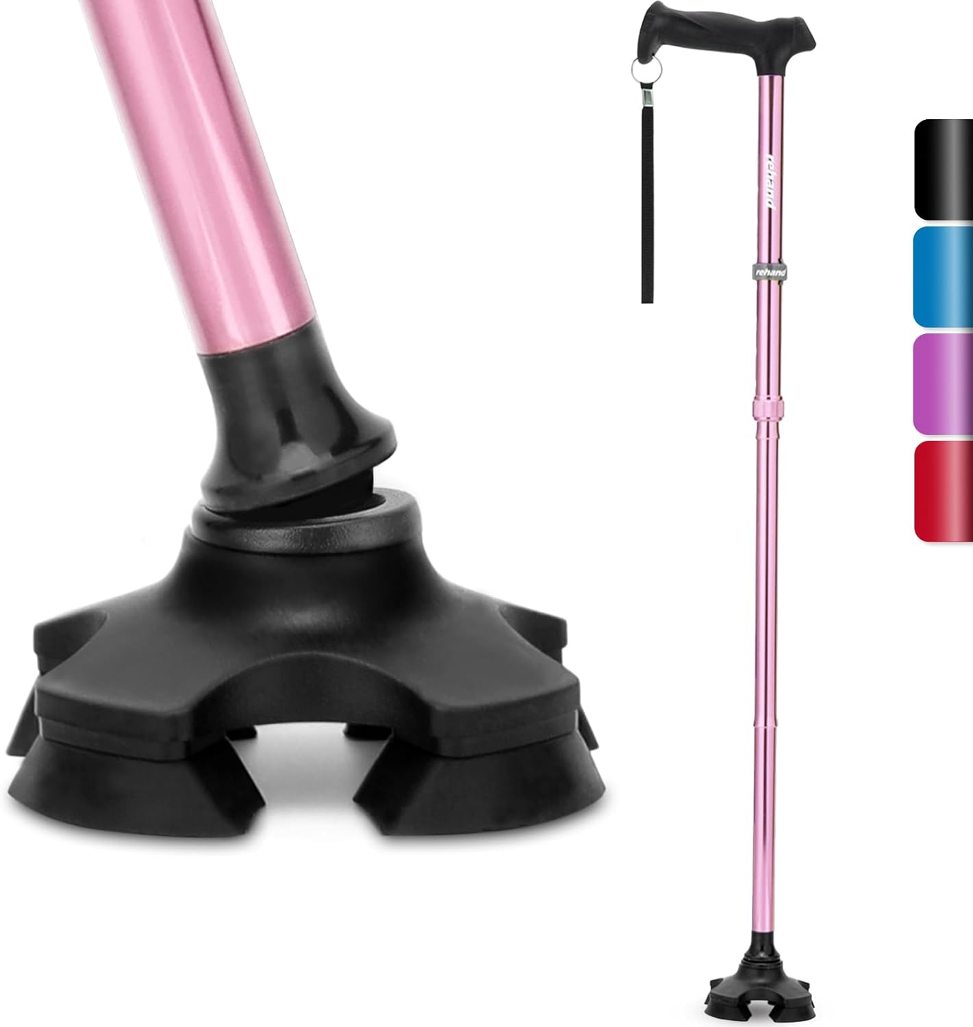 Rehand｜折りたたみ4点杖 自立式 8段階調節 画像10