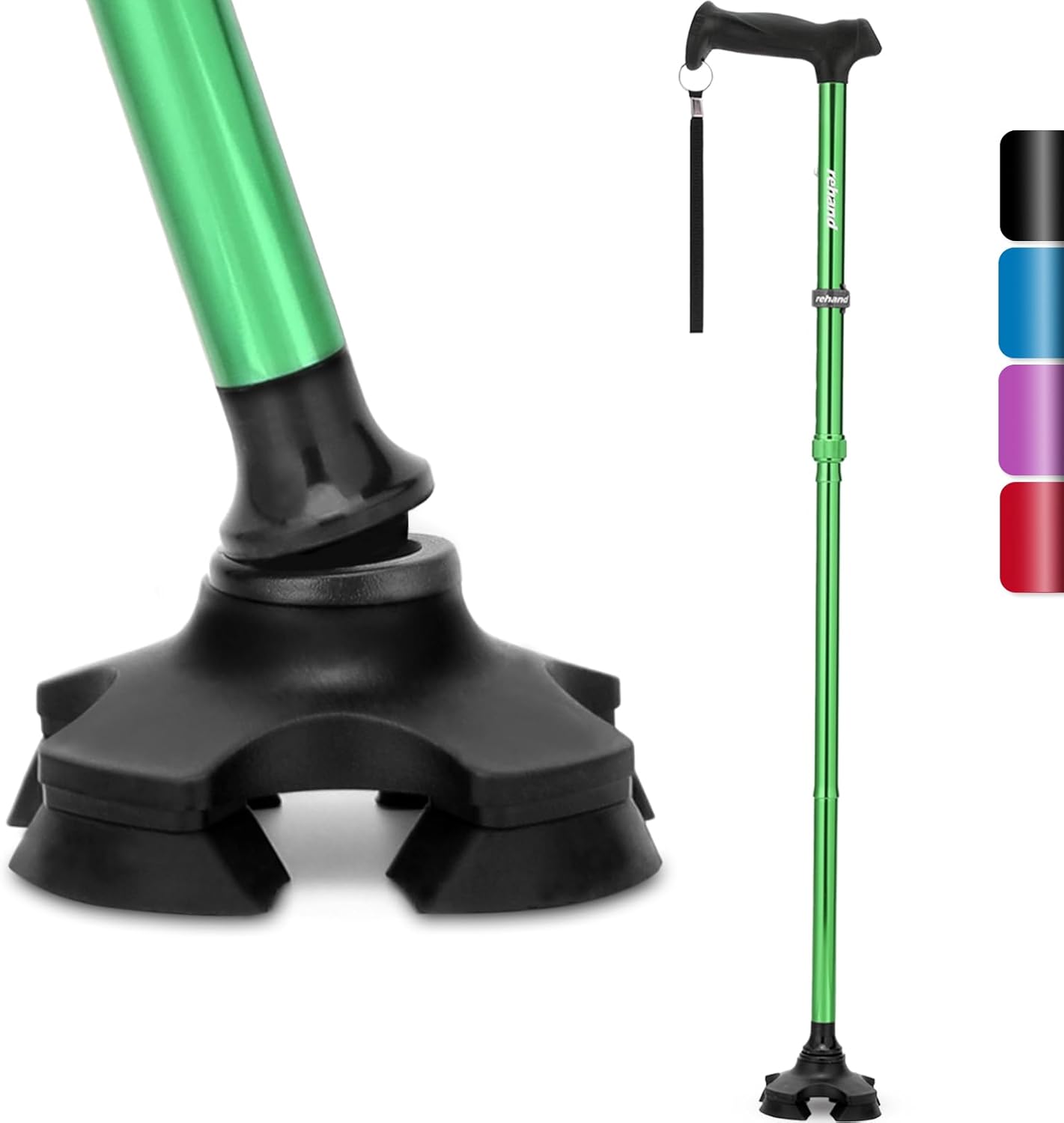 Rehand｜折りたたみ4点杖 自立式 8段階調節 画像11