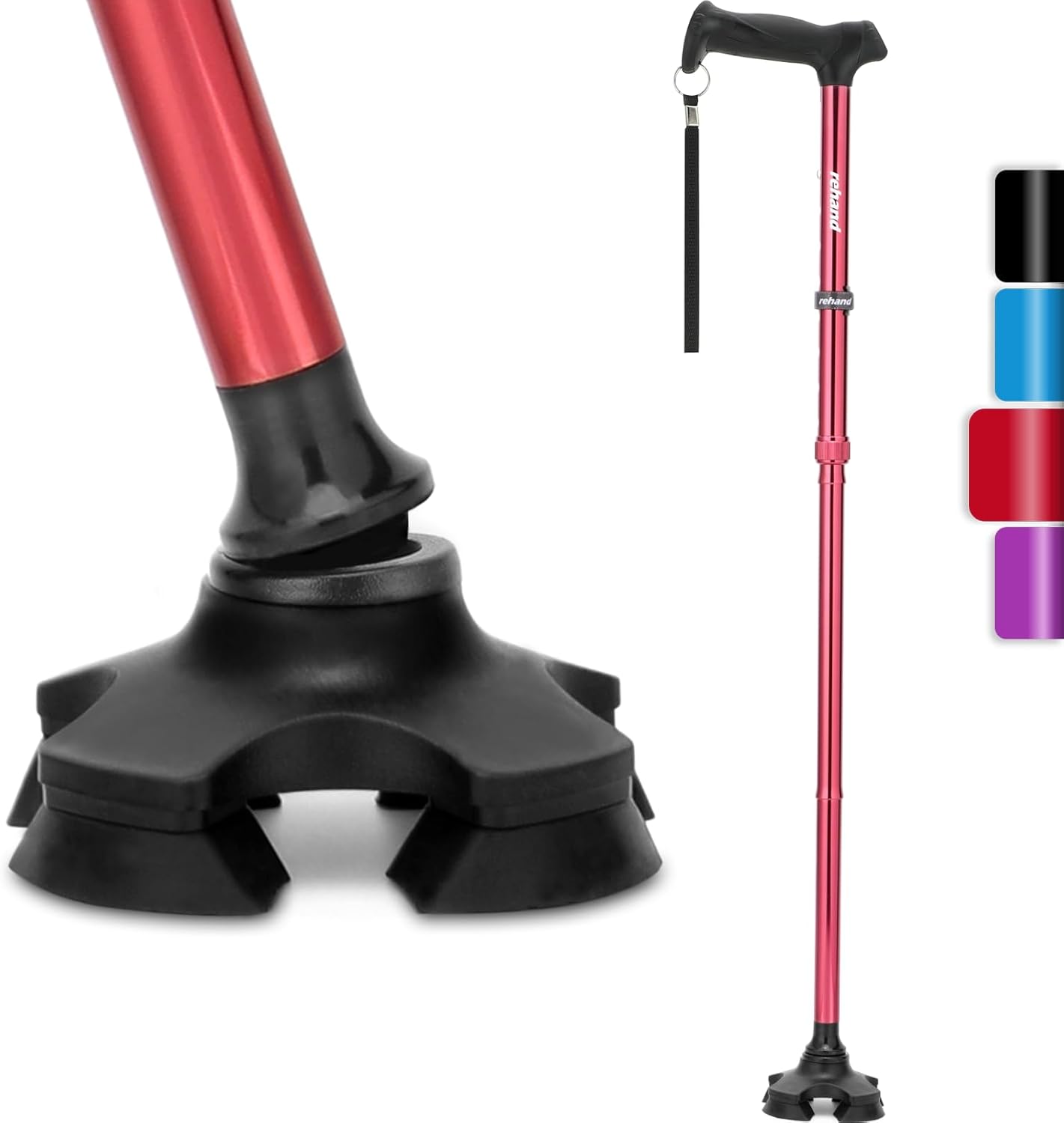 Rehand｜折りたたみ4点杖 自立式 8段階調節 画像12