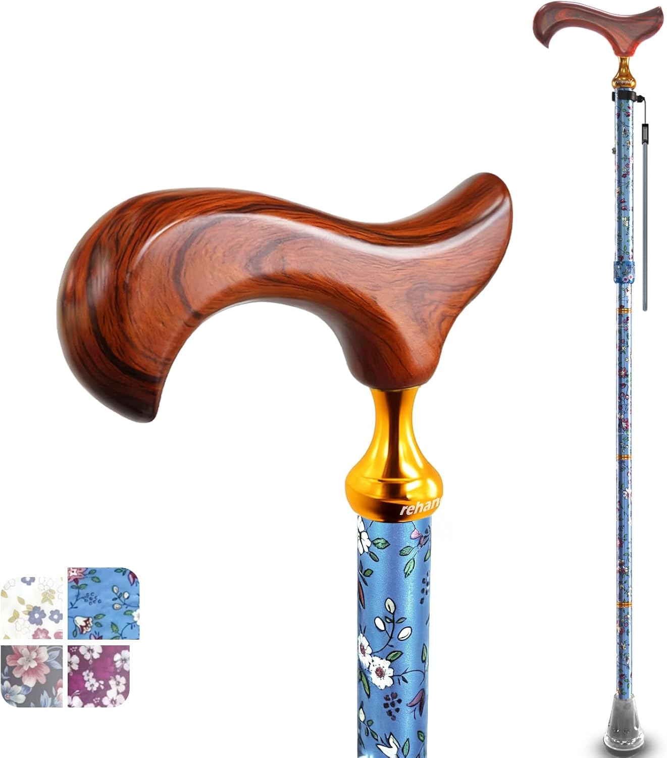 Rehand｜折りたたみ杖 女性用 5段階調節 木製ハンドル 画像8