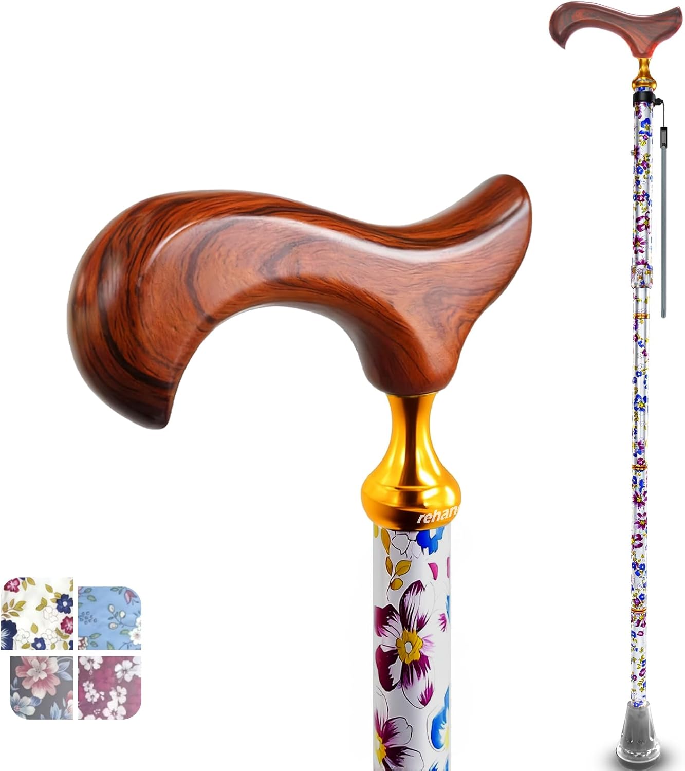 Rehand｜折りたたみ杖 女性用 5段階調節 木製ハンドル 画像9