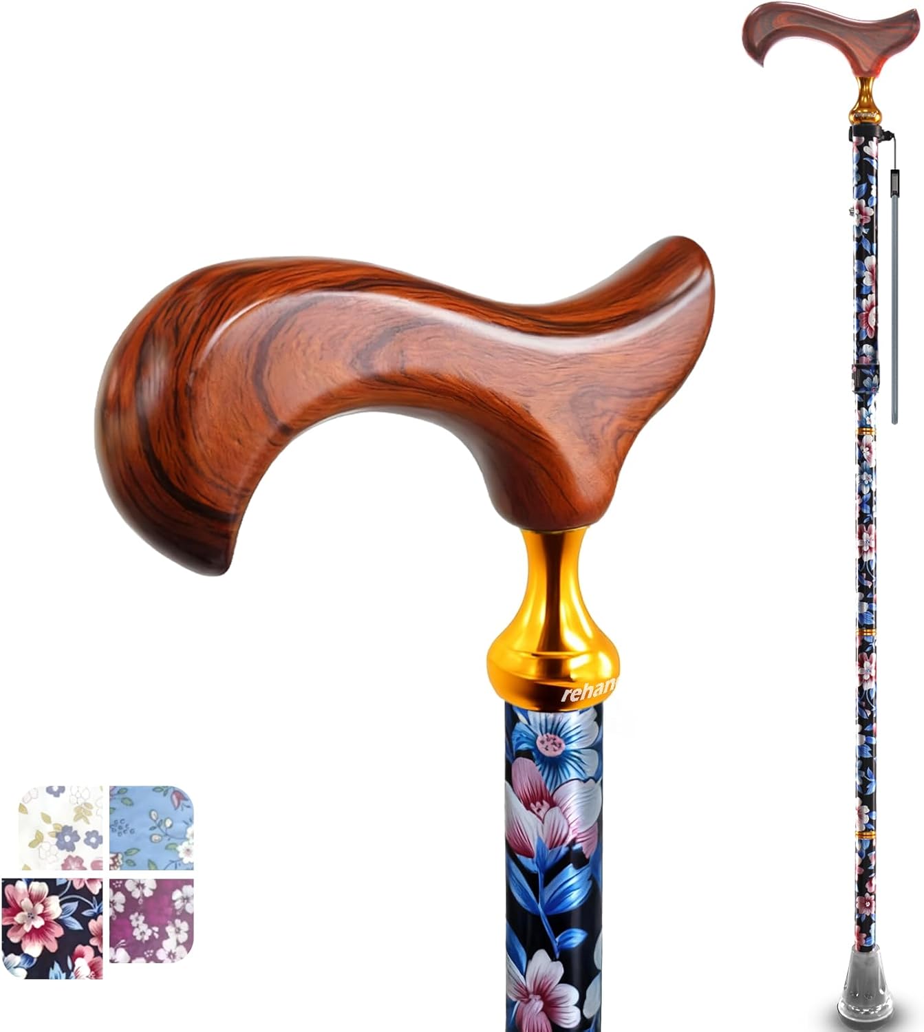 Rehand｜折りたたみ杖 女性用 5段階調節 木製ハンドル 画像10