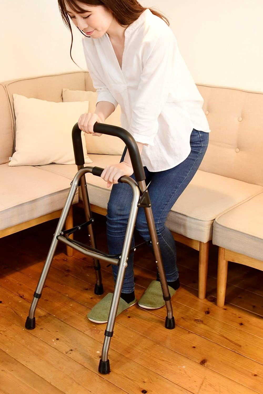 山善｜3WAY歩行器 立ち上がり補助 完成品 ブロンズ 画像7