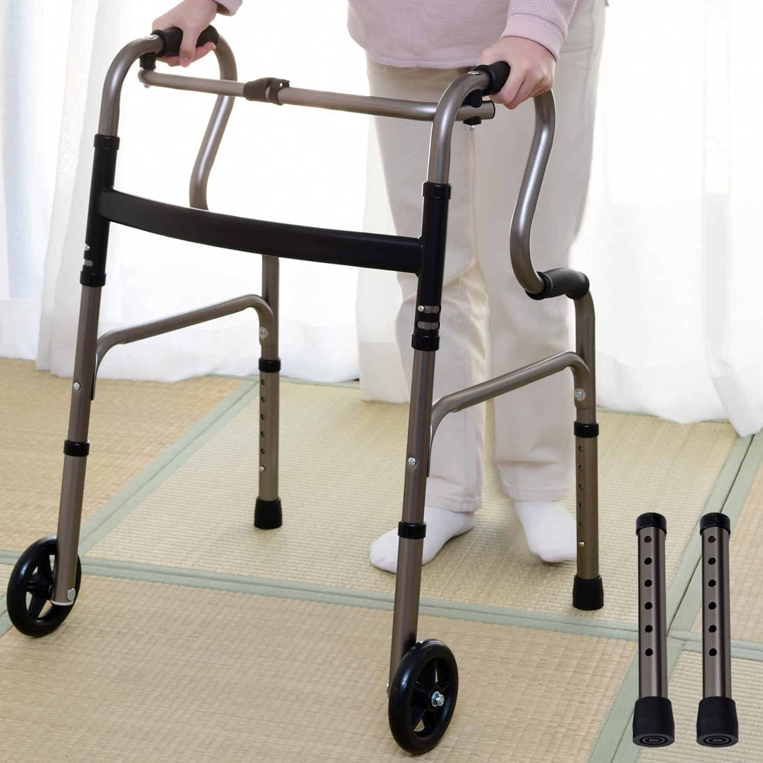 山善｜3WAY歩行器 立ち上がり補助 完成品 ブロンズ 画像9