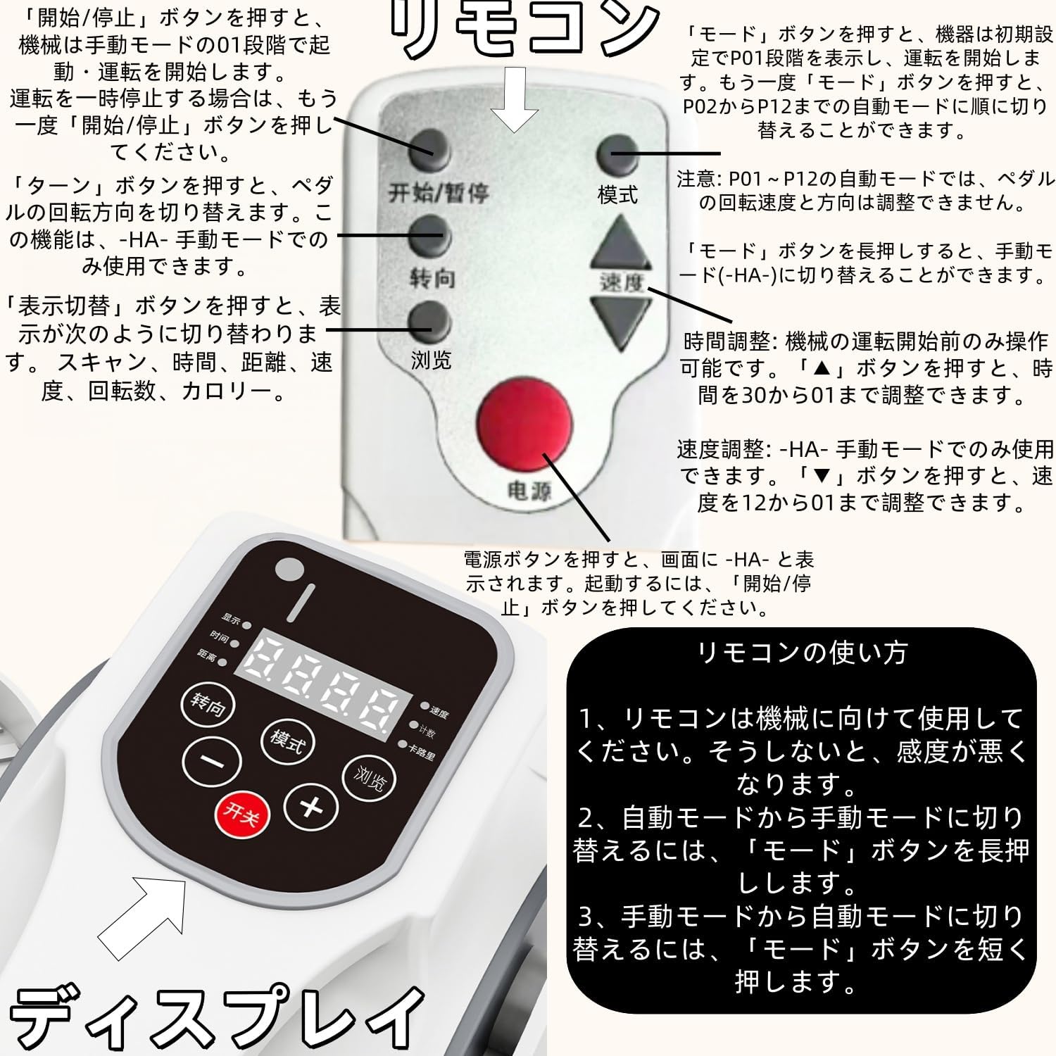 電動ミニエアロバイク 座りながら運動 リモコン付き 画像4