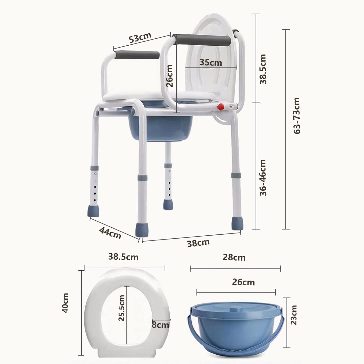 ポータブルトイレ 高さ調整 耐荷重200kg 介護用 画像5